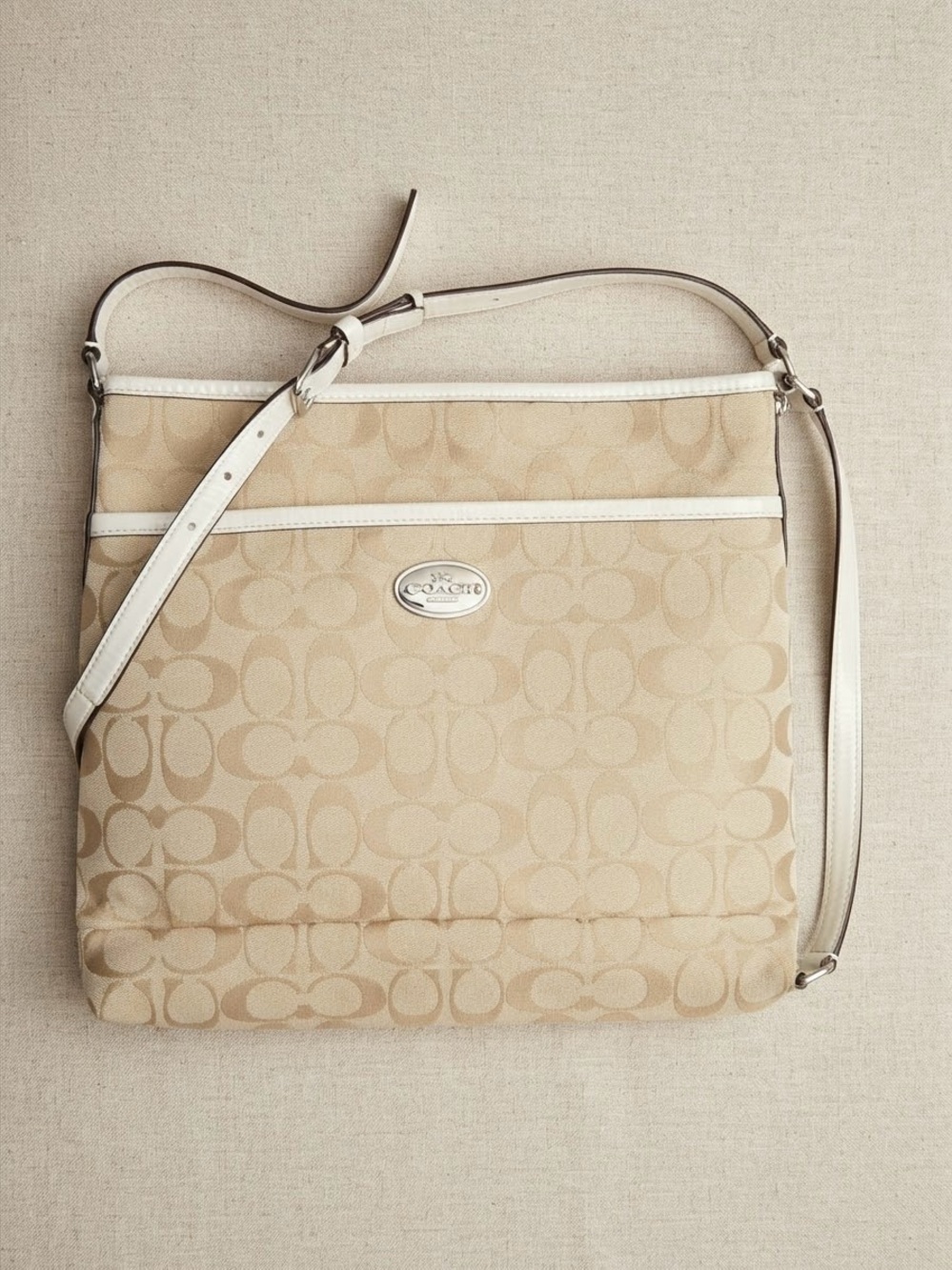 Authentic Coach Signature Monogram File Bag Crossbody